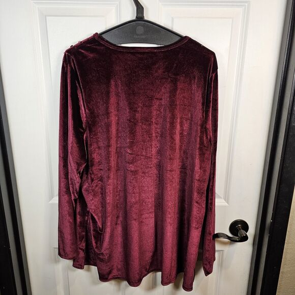 Quacker Factory Sequin Vlevet V-Neck Velour Blouse Shirt Women's 2X XXL NWT NEW - Picture 4 of 6